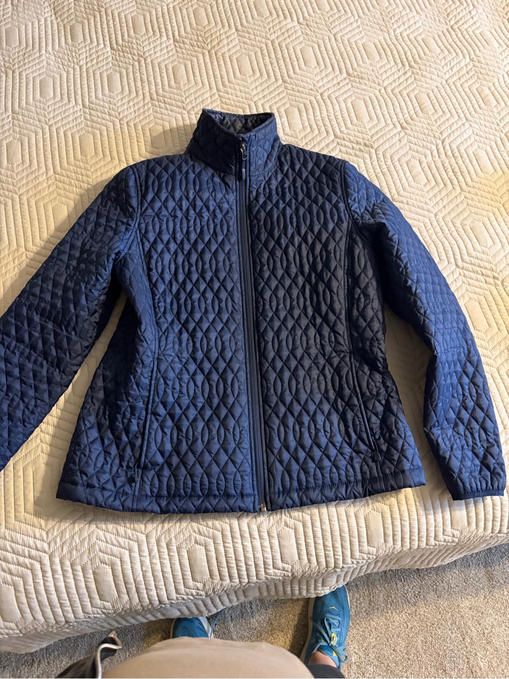 Lands End Quilted Navy Zip-Front Women's Jacket size M 10-12